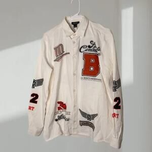 BoohooMAN Varsity Badge Twill Overshirt (Men’s Small)